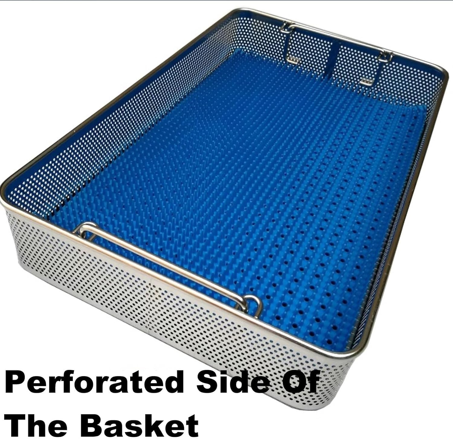 304 Stainless Steel Medical Surgical Instrument Sterilization Box High Temperature and High Pressure Sterilization Basket with Lid Equipped with Silicone Pad,Dental Trays(15.7X9.8X2.8in)