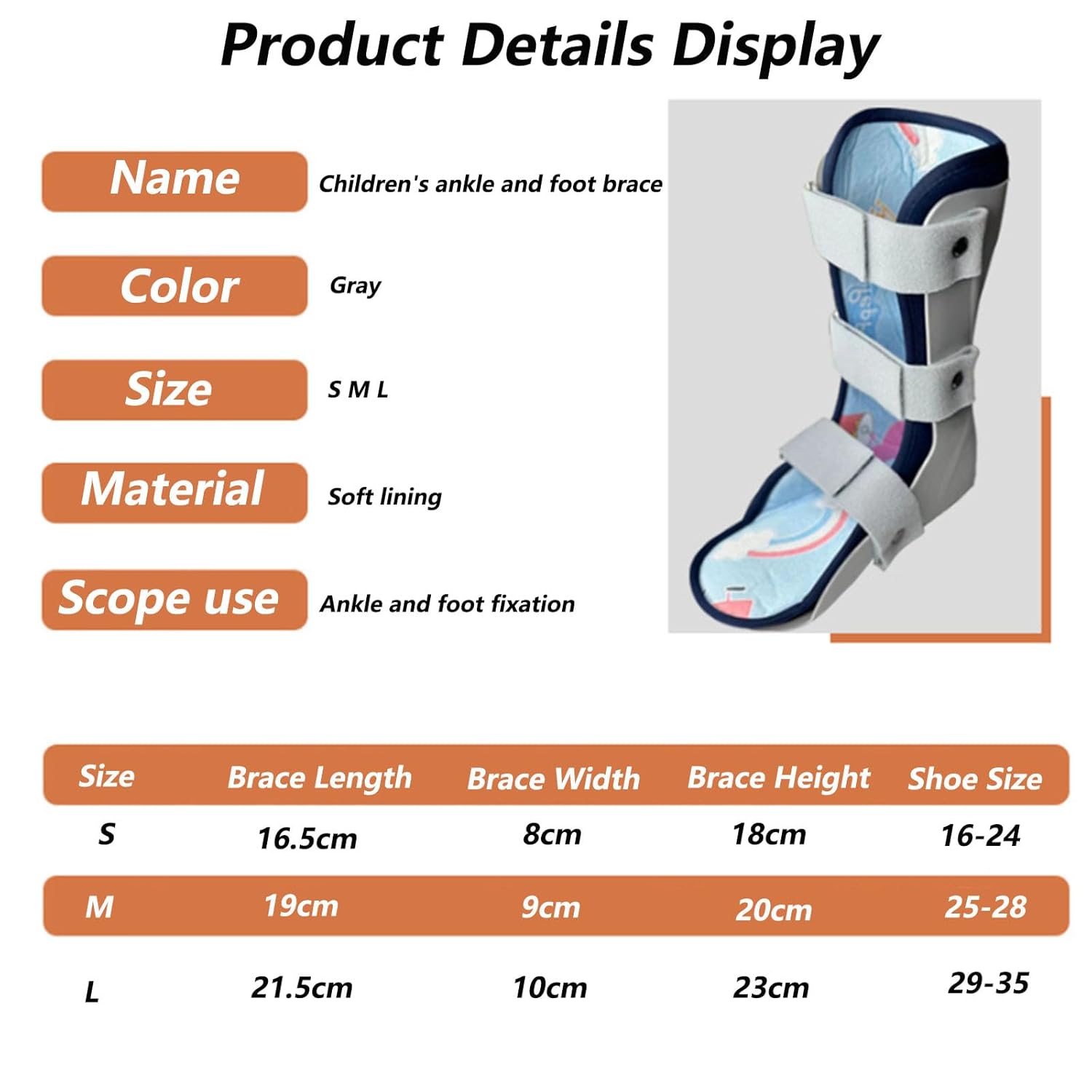 SFKLYU Kids AFO Drop Foot Brace Kids Ankle Foot Brace Drop Foot Splint for Child Toddler Ankle Foot Orthosis Night Splint,B Left,M