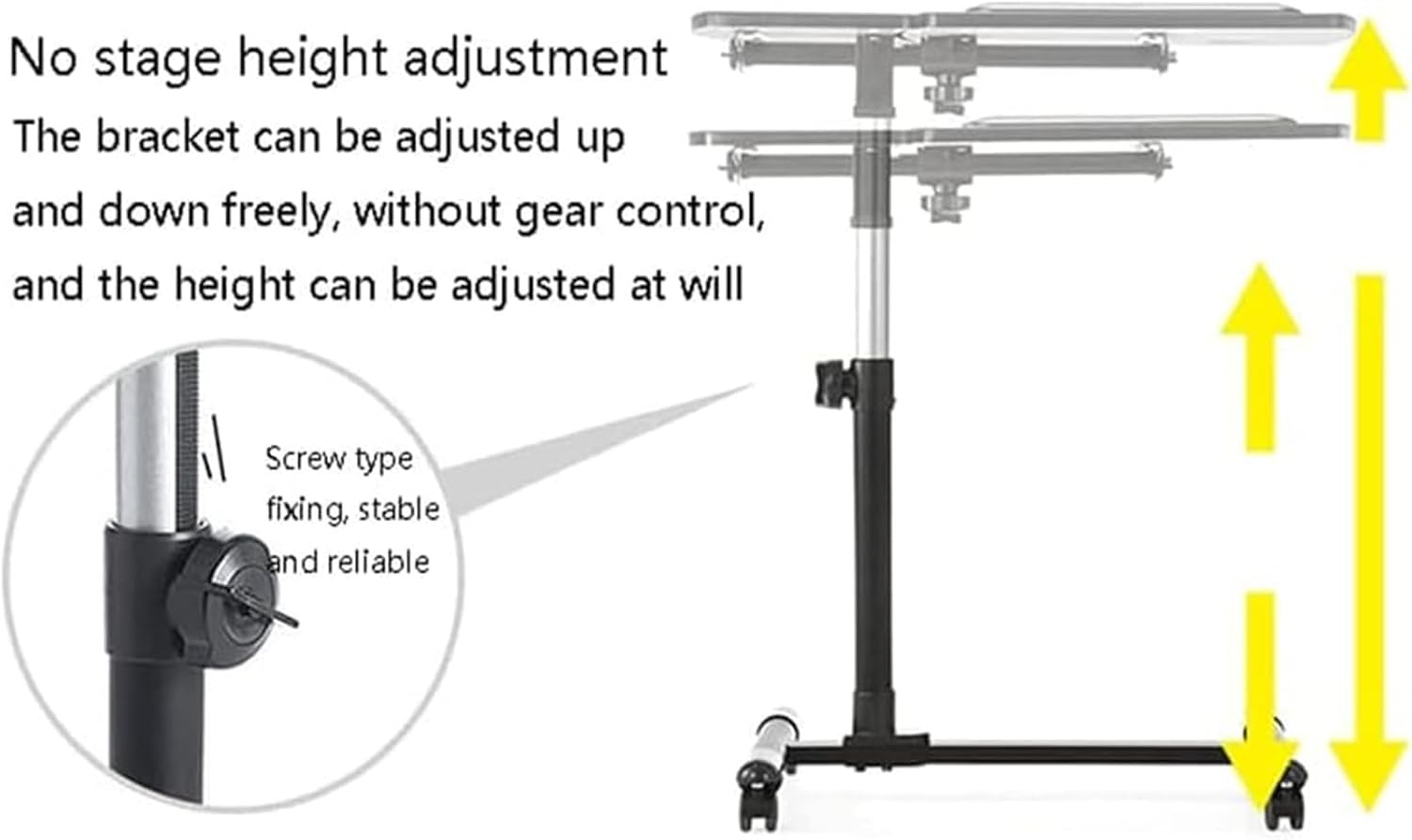 Over-Bed Tables Medical Overbed Table Sturdy and Ergonomic Adjustable Height Mobile Standing Desk for Hospital and Home Use Portable