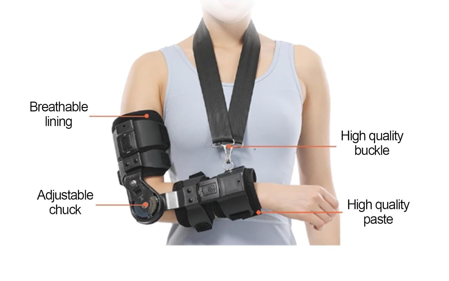 Adjustable Hinged Rom Elbow Brace, Elbow Joint Fixed Brace for Men Women, Elbow Splint Immobilizer for Surgery Injury Recovery, Elbow Pain Relief Hand Arm Splint,right