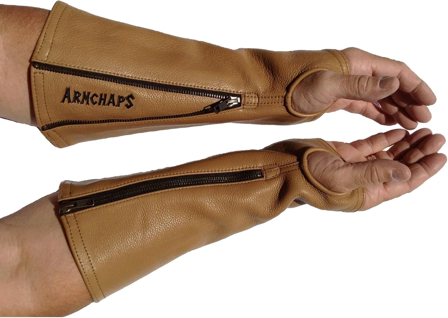 Arm Chaps Leather Protective Sleeves Arm Guard - Prevent Cuts, Scratches & Bruises - Genuine Cowhide - Ideal for Gardening & Construction - Left & Right Form-Fitting. Brown (1 Pair/Small).