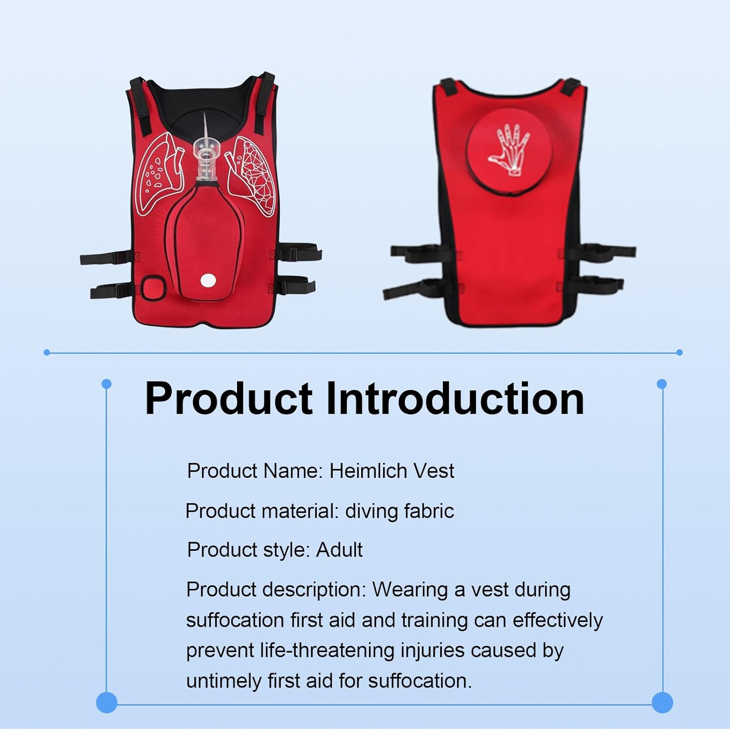 Anti Choking Obstruction Trainer Vest, Heimlich Training Vest First Aid Rescue Model for Choking and Suffocation Adult and Child