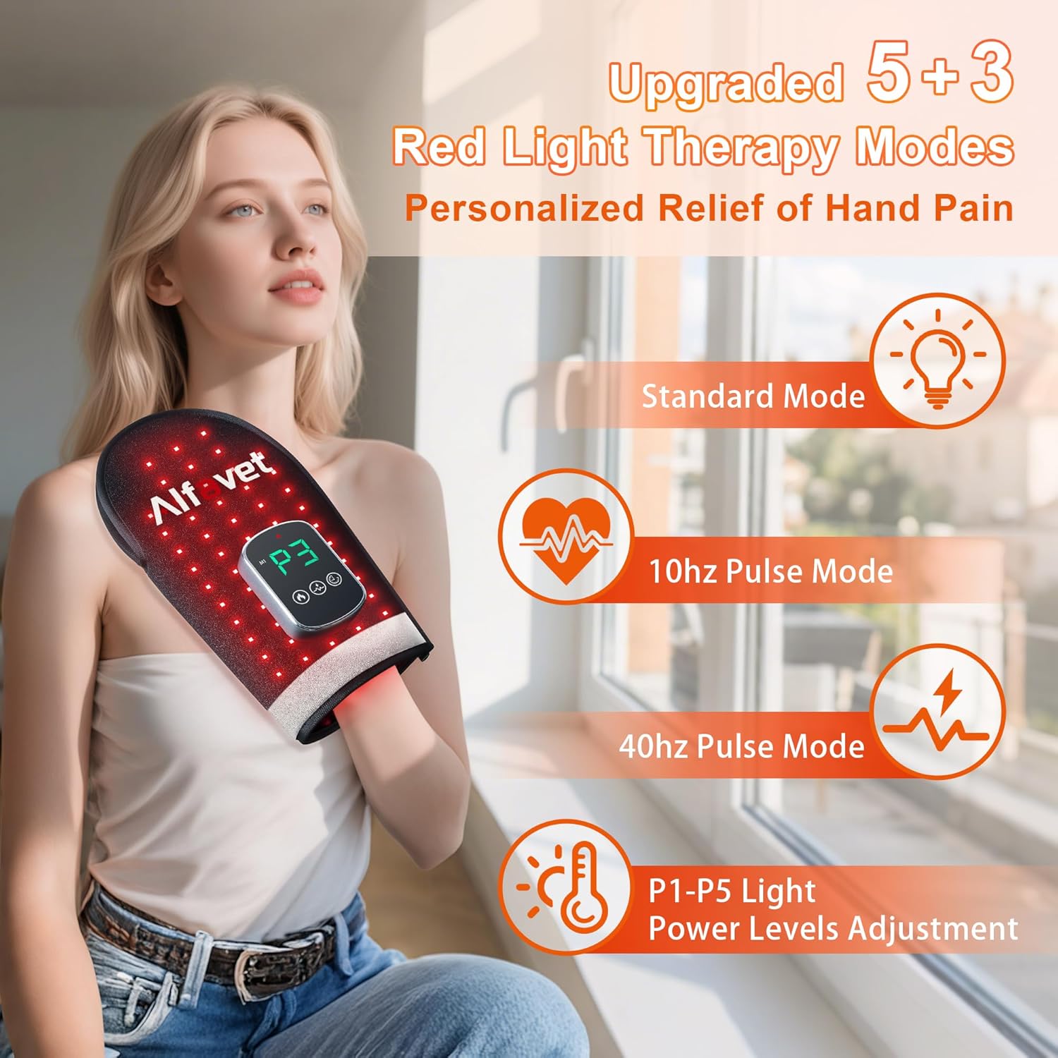 Cordless Red Light Therapy Glove for Hand, 5000mAh Rechargeable Dual-Sided 112 LEDs Near Infrared Light Therapy Device for Hand Fingers Wrist Joint Pain Relief with 660nm&850nm, Auto-Off Timer