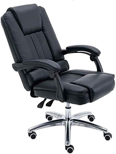 High-Back Leather Executive Swivel Adjustable Swivel Office Desk Chair with Armrests Lumbar Support Desk Ergonomic Chair Boss Chair High Back E-Sports Chair Girl Cute Lunch,Black