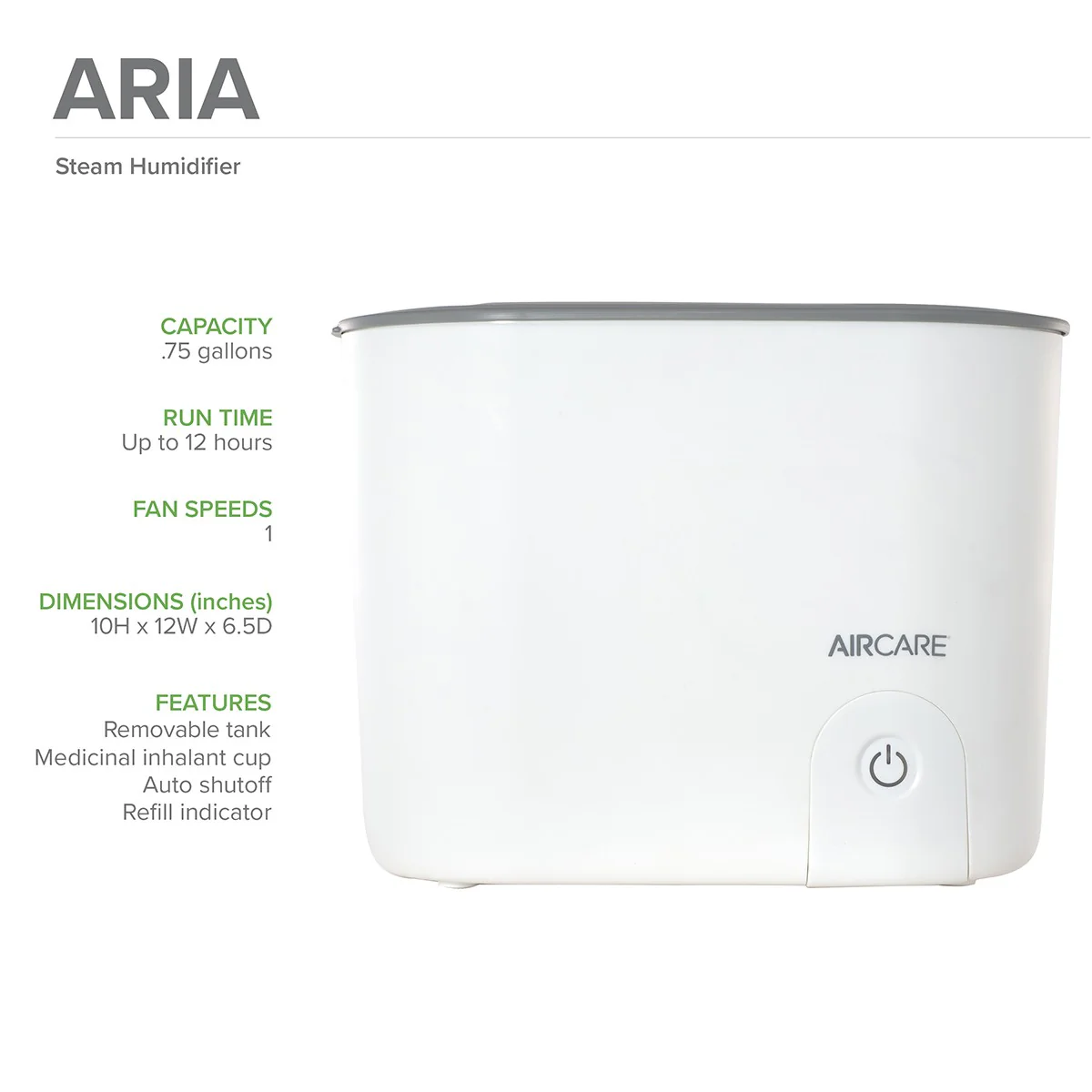 AIRCARE Aria Whisper Quiet Steam Humidifier