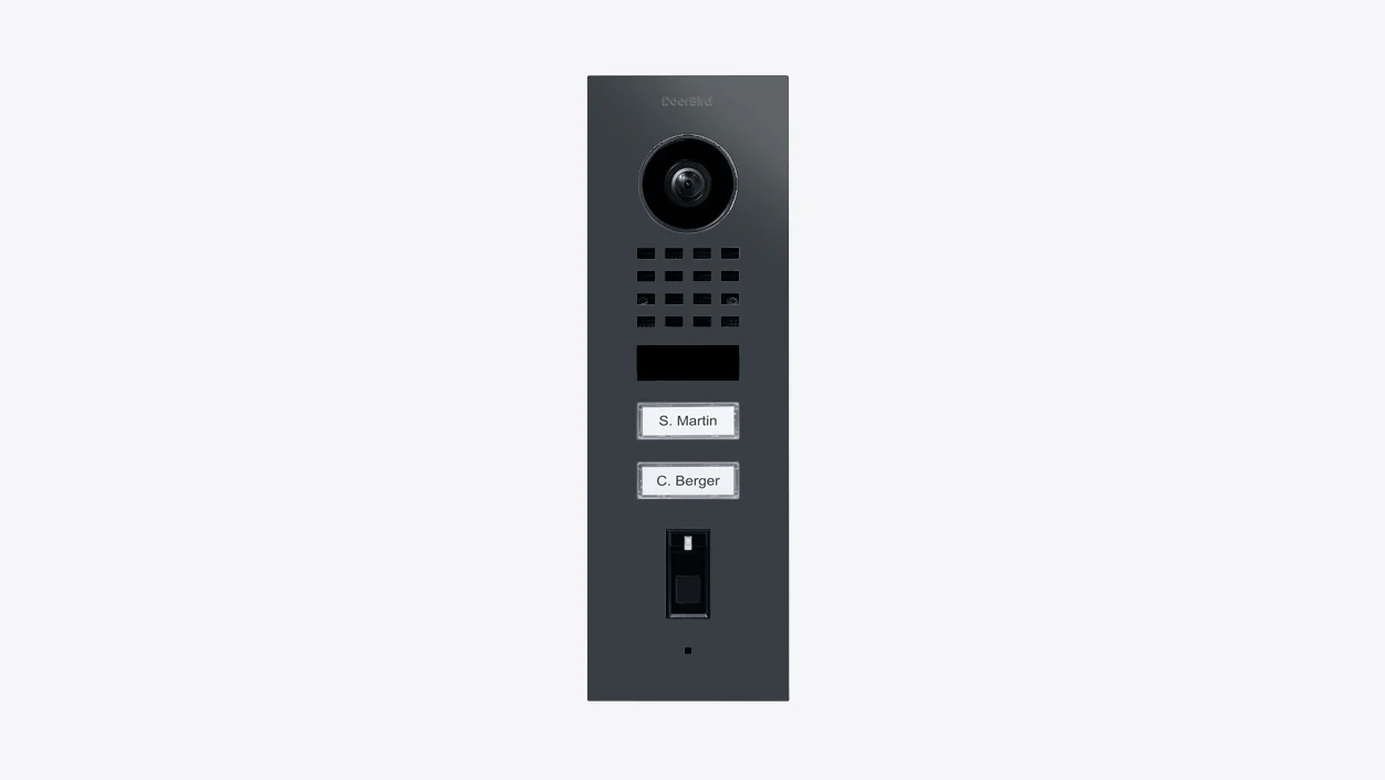 DoorBird D1102FV Fingerprint 50 Flush-Mount IP Video Door Station in Anthracite Grey, RAL 7016