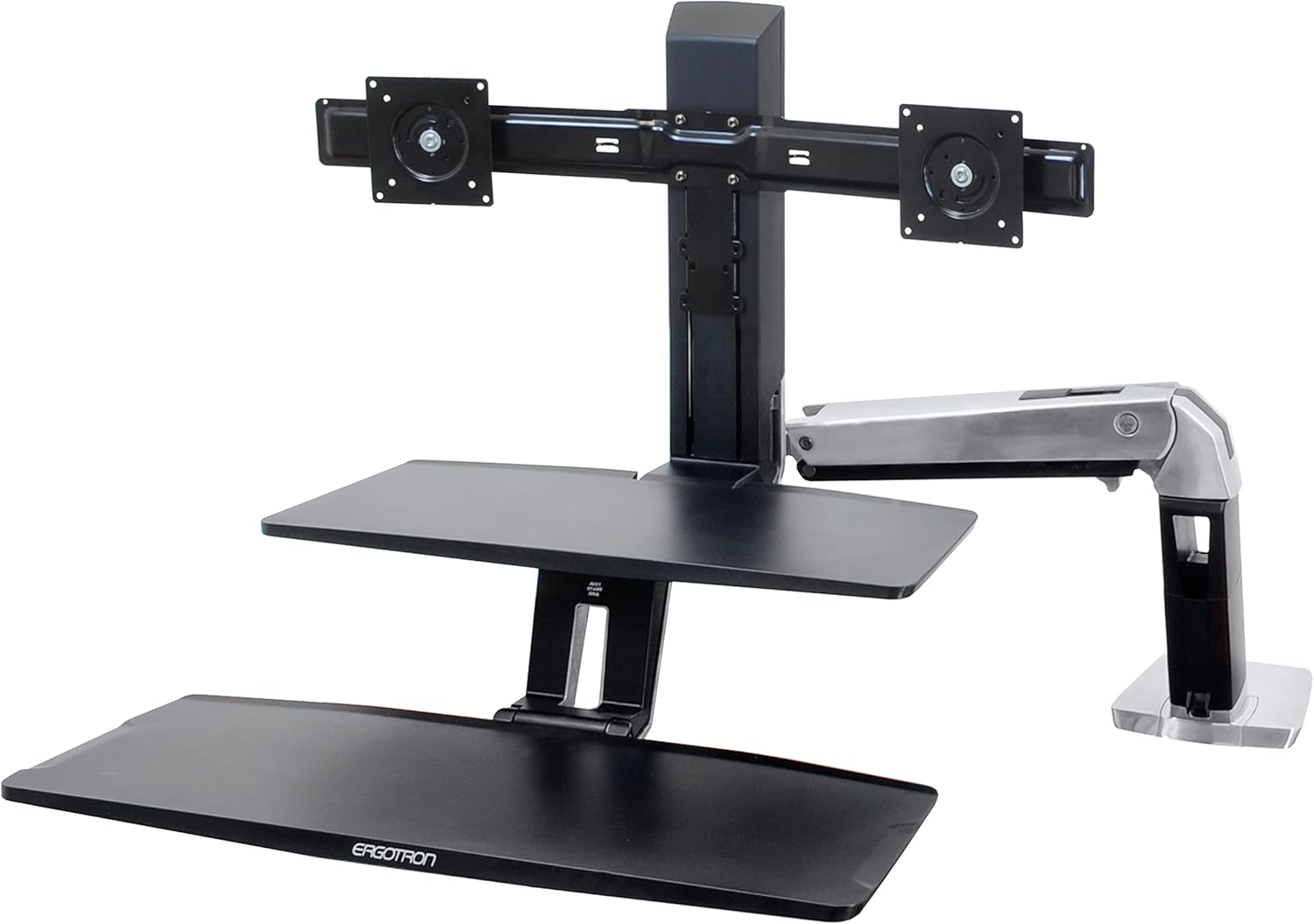 Ergotron – WorkFit-A Dual Monitor Standing Desk Converter, Sit Stand Workstation for Tabletops – Suspended Keyboard Tray