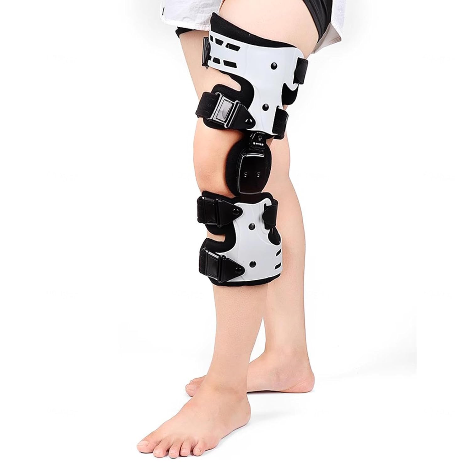 Adjustable Knee Brace Unisex Joint Stabilizer for Promote Recovery Leg, Post Op Knee Brace for Men Women Leg Braces Knee Orthosis Patella Support, One Size,White