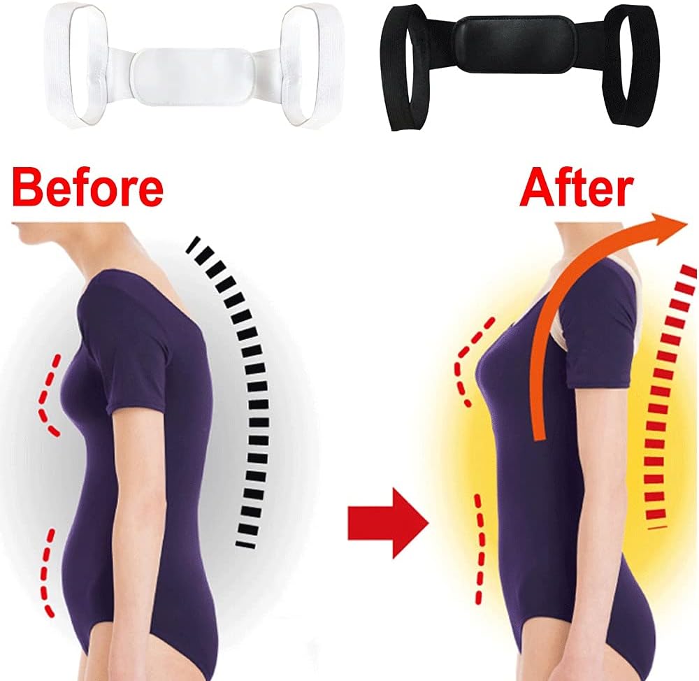 Unisex Adjustable Posture Corrector, Upper Back Brace Clavicle Support for Providing Relief from Neck Back & Shoulder,Black-L for Weight 60