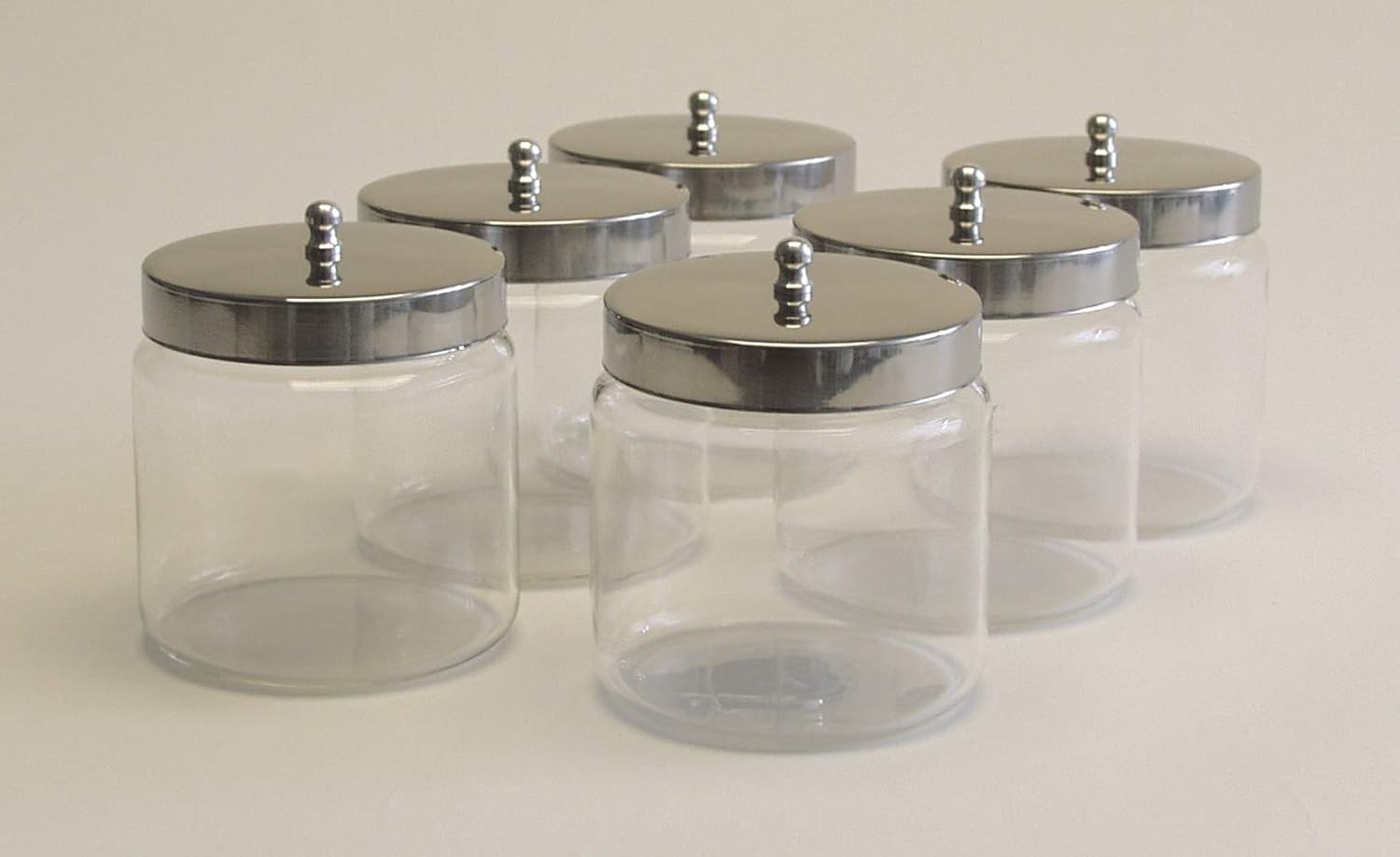 Grafco Glass Medical Sundry Jars with Lids, 6 x 6”, Clear Unlabeled Jars for Supplies (6 Count)