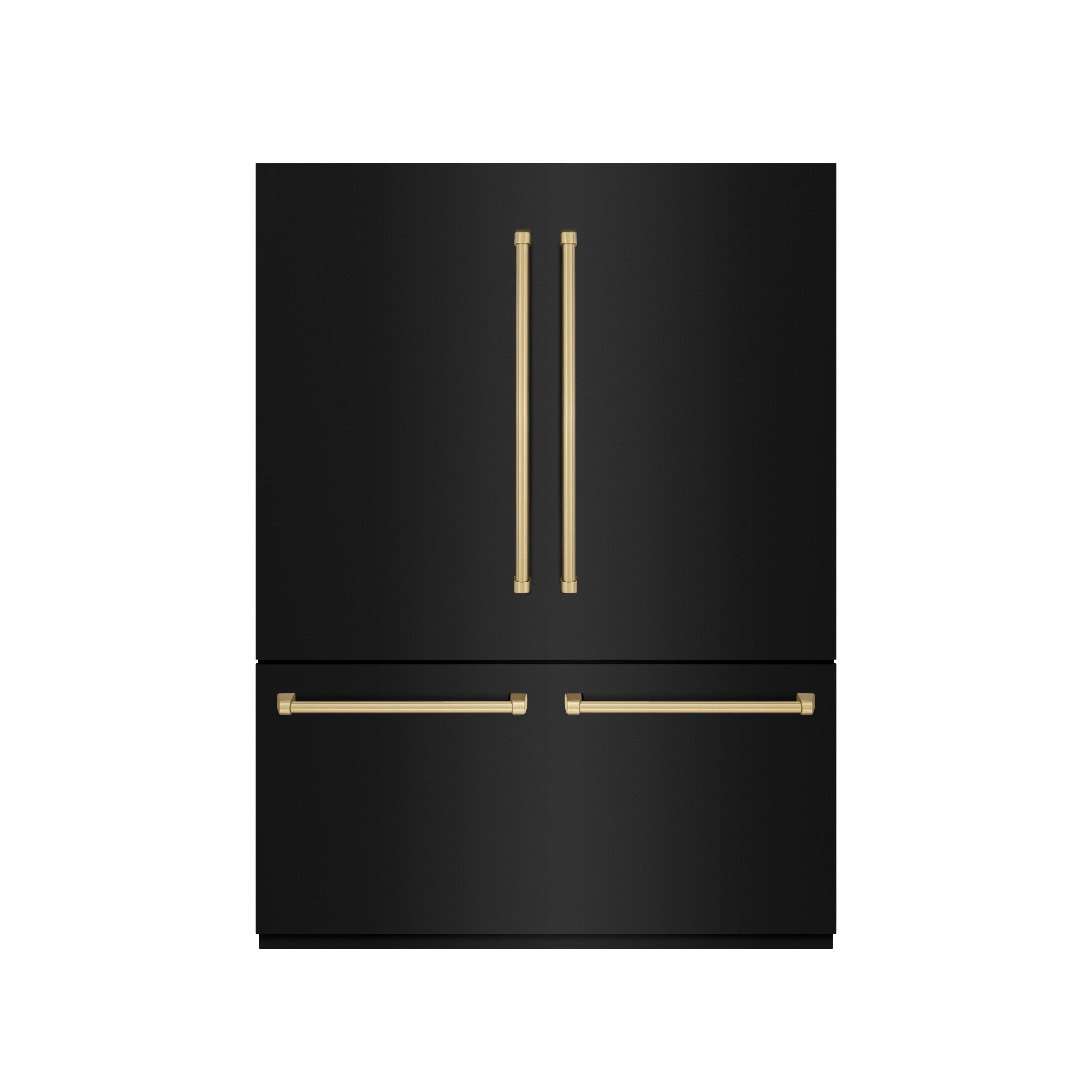 ZLINE Autograph Edition 60-Inch 32.2 Cu. Ft. French Door Built-In Bottom Freezer Refrigerator with Water Dispenser and Ice Maker in Black Stainless Steel with Graphite Gray Interior and Champagne Bronze Accents (GRBIVZ-BS-60-CB)