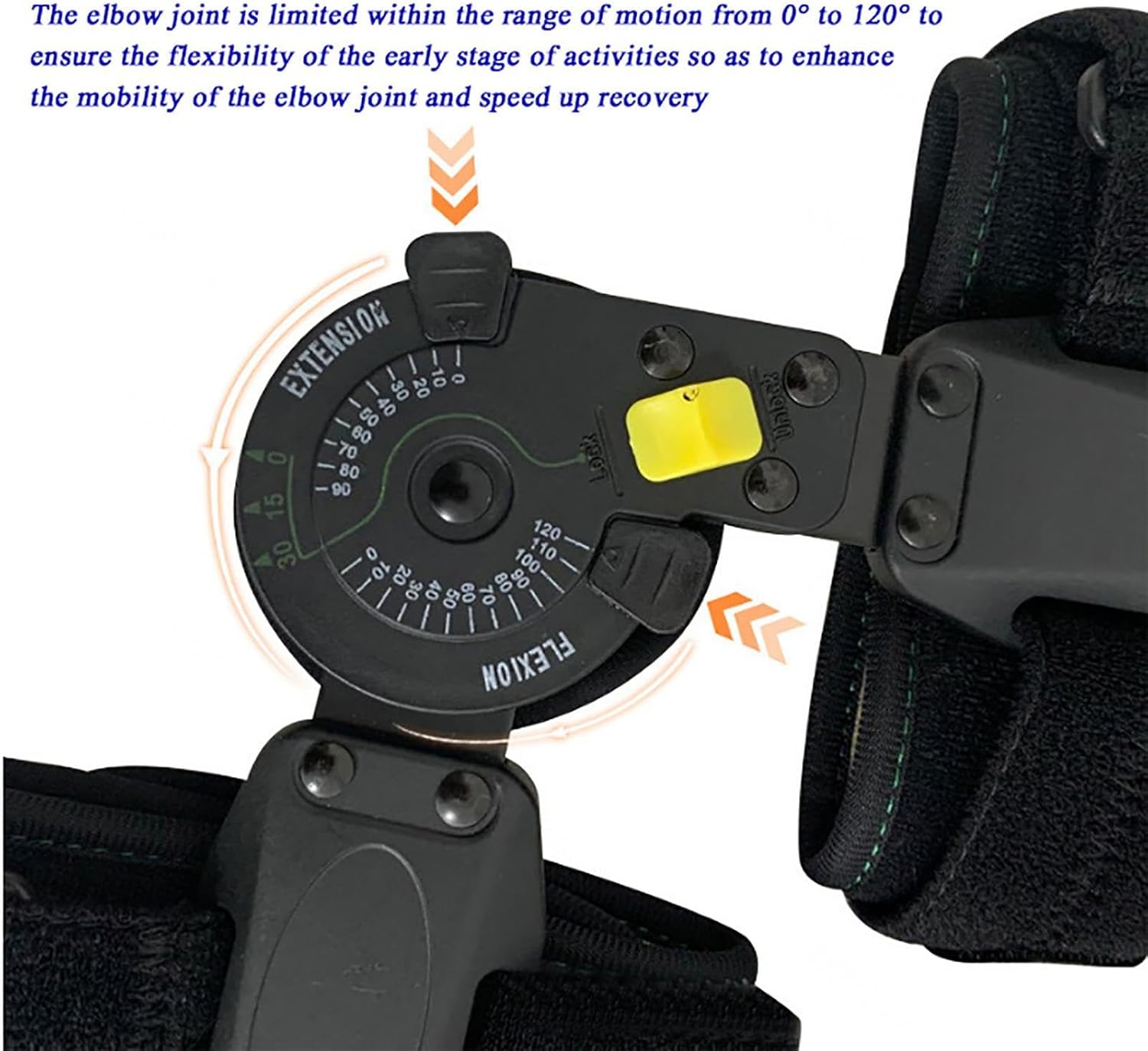 Hinged Telescoping Elbow Brace Adjustable ROM Post Op Arm Splint Removable Hand Grip & Shoulder Strap Surgery Injury Recovery Pain Relief Men & Women(Right)