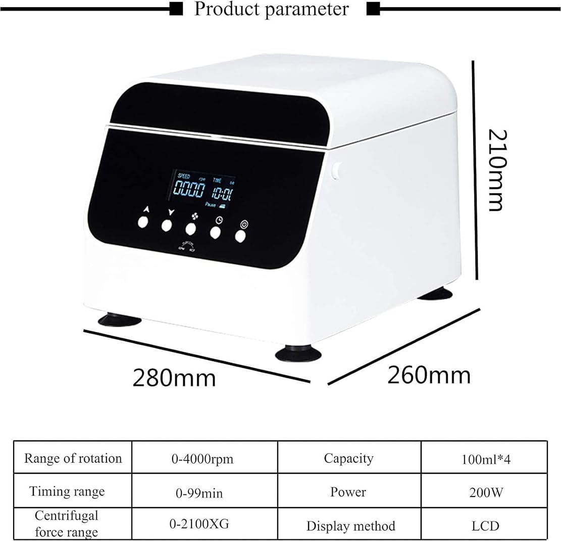 Lab Benchtop Centrifuge Machine with LCD Screen, 4000rpm Low Speed Centrifuge with Speed and Time Display, PRP PRF Use for Vacutainer&Centrifuge Tubes,50ml*6