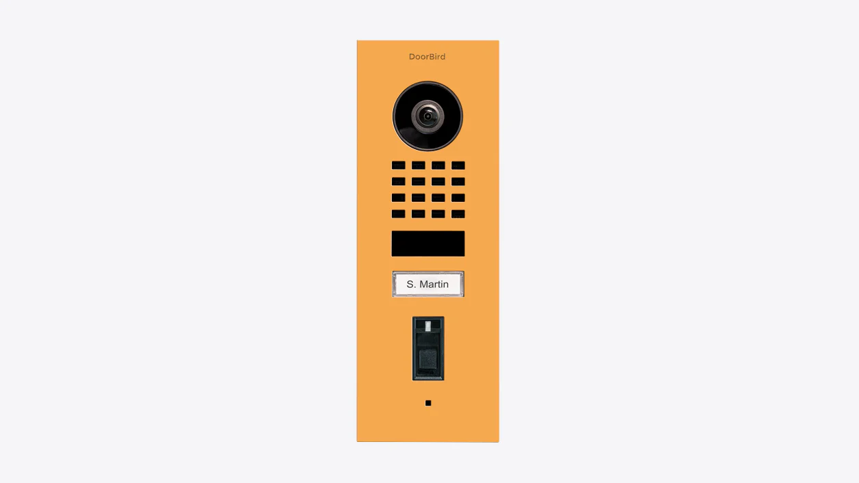 DoorBird D1101FV Fingerprint 50 Flush-Mount IP Video Door Station in Saffron Yellow, RAL 1017