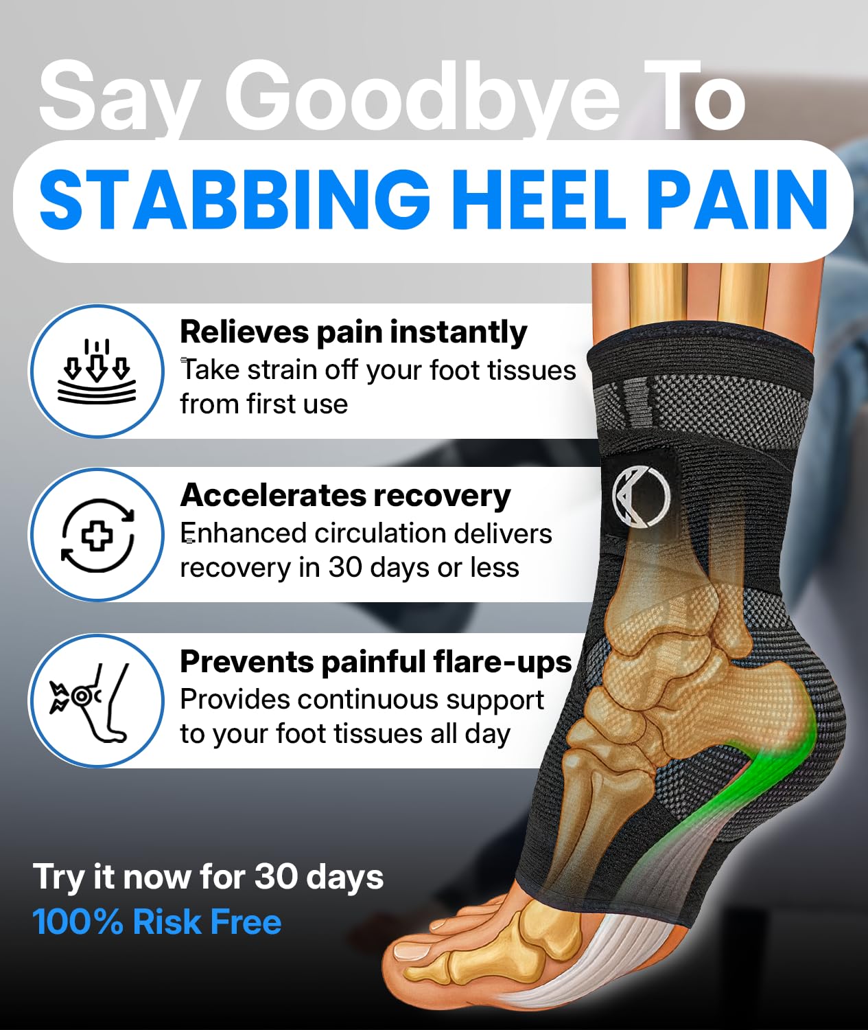 Koprez Plantar Fasciitis Sleeve - Plantar Fasciitis Relief, Plantar Fasciitis Socks, Ankle Compression Sleeve, Ankle Support for Women, Plantar Fasciitis Brace, Ankle Sleeve, Ankle Support Men