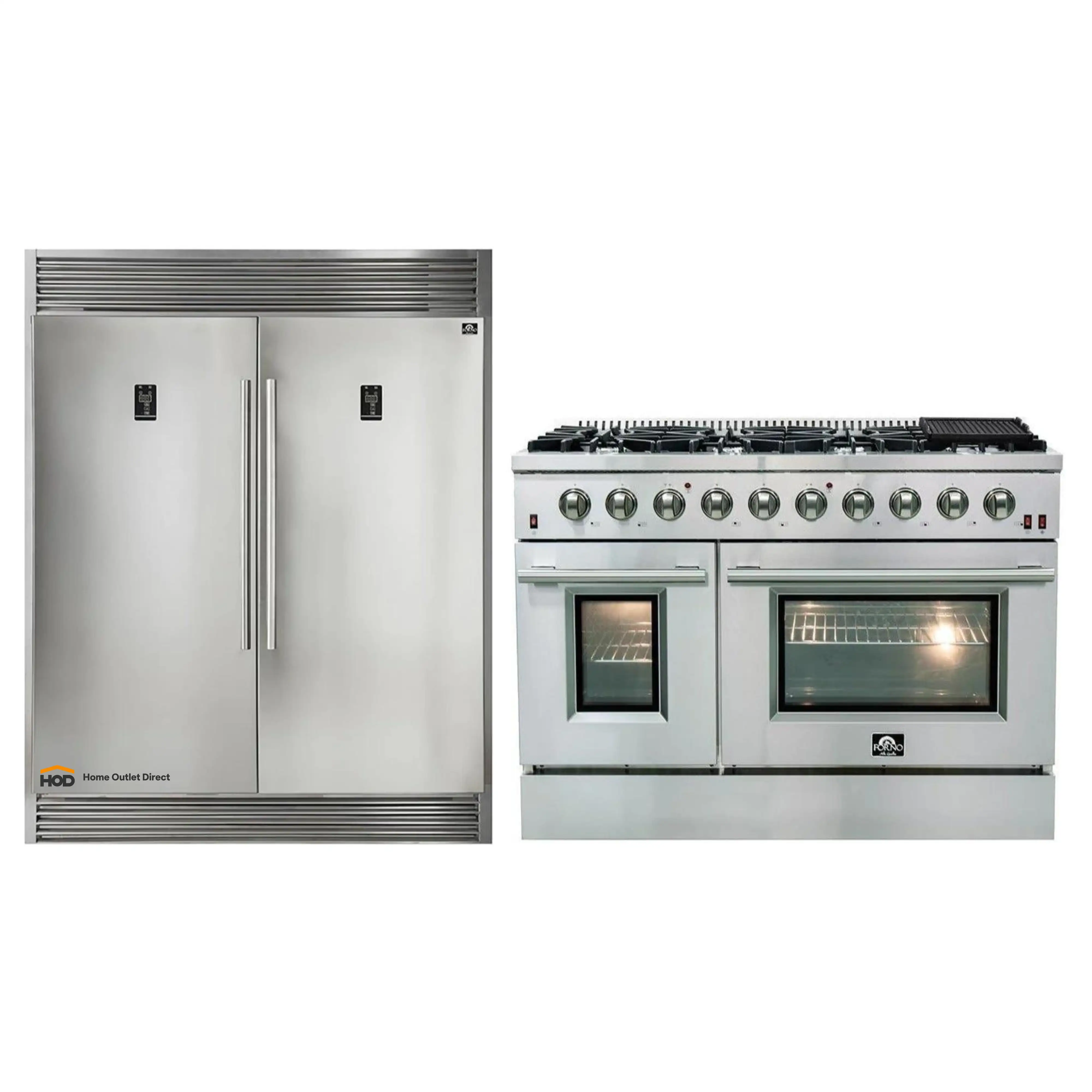 Forno 2-Piece Appliance Package - 48-Inch Gas Range & 60-Inch Pro-Style Refrigerator in Stainless Steel (FBDL-005-01CAUS)