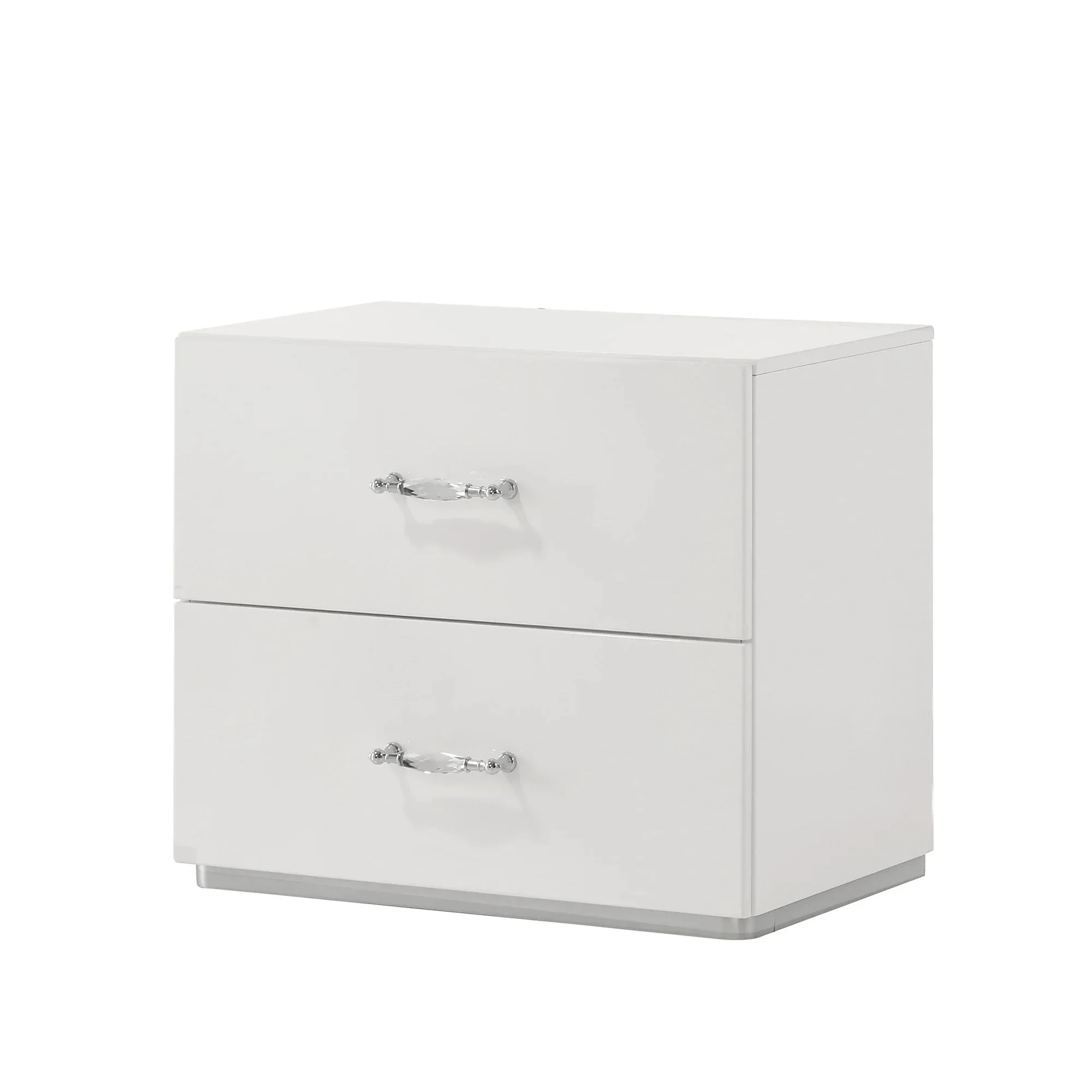 Parrot Uncle Stoholm Nightstand with 2-Drawer in Modern White & Chrome Handles (FM72000WH-N-PU)