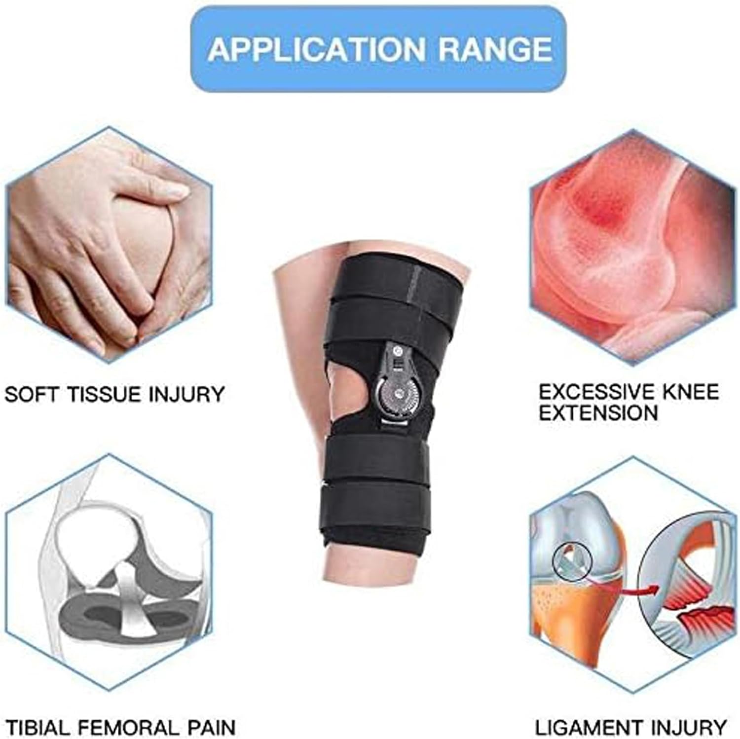 Knee Support, Adjustable Hinged Knee Immobilizer Brace,Straight Knee Splint for Hyperextension and Locking Treatment, Ligament Tears, Osteoarthritis,L