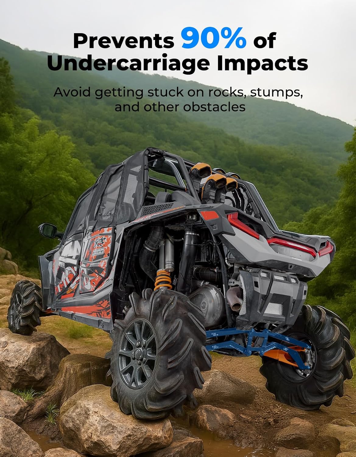 KEMIMOTO 14-23 XP 1000 Rear Radius Arms/Rods High Ground Clearance 4X Stronger Than Stock, Compatible with Polaris RZR XP 1000/RZR 4 1000 2014-2023, Adjustable Radius Rods with Reinforcement Rib