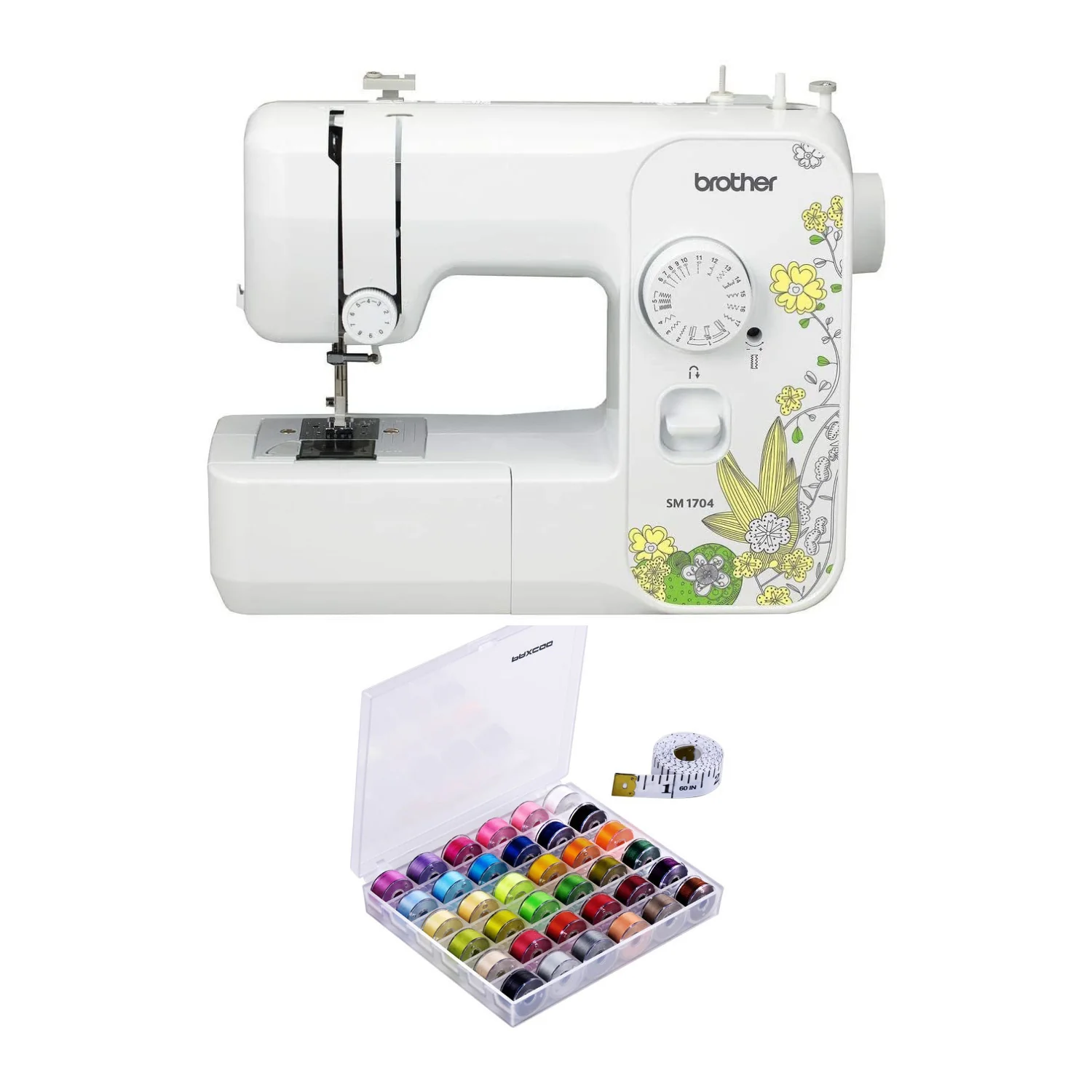 Brother SM1704 17-Stitch Lightweight Sewing Machine (White) with Threads Set