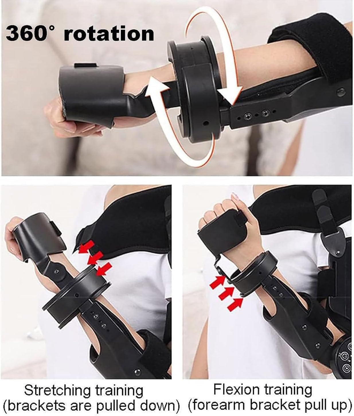 Brace Electric Elbow Flexion and Extension Trainer, Elbow Joint Rehabilitation Device, Hinged Elbow Brace Arm Exerciser, Intelligent Timing, Wireless Remote Control,Left