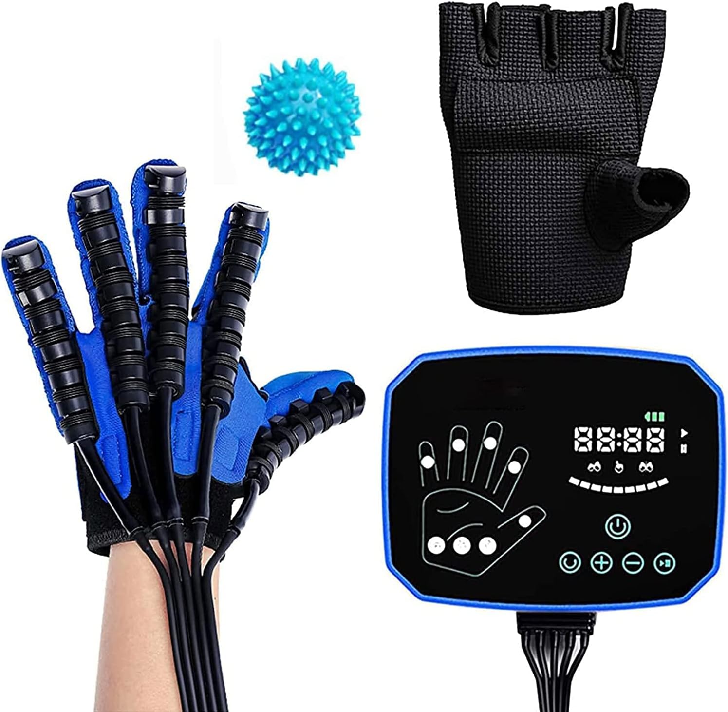 Upgraded Version Rehabilitation Robot Gloves, Hemiplegia Finger Trainer Stroke Hand Splint AssistiveTraining Equipment, Finger Orthosis, for Long-Term Relief(Size:L Code,Color:Left Hand)