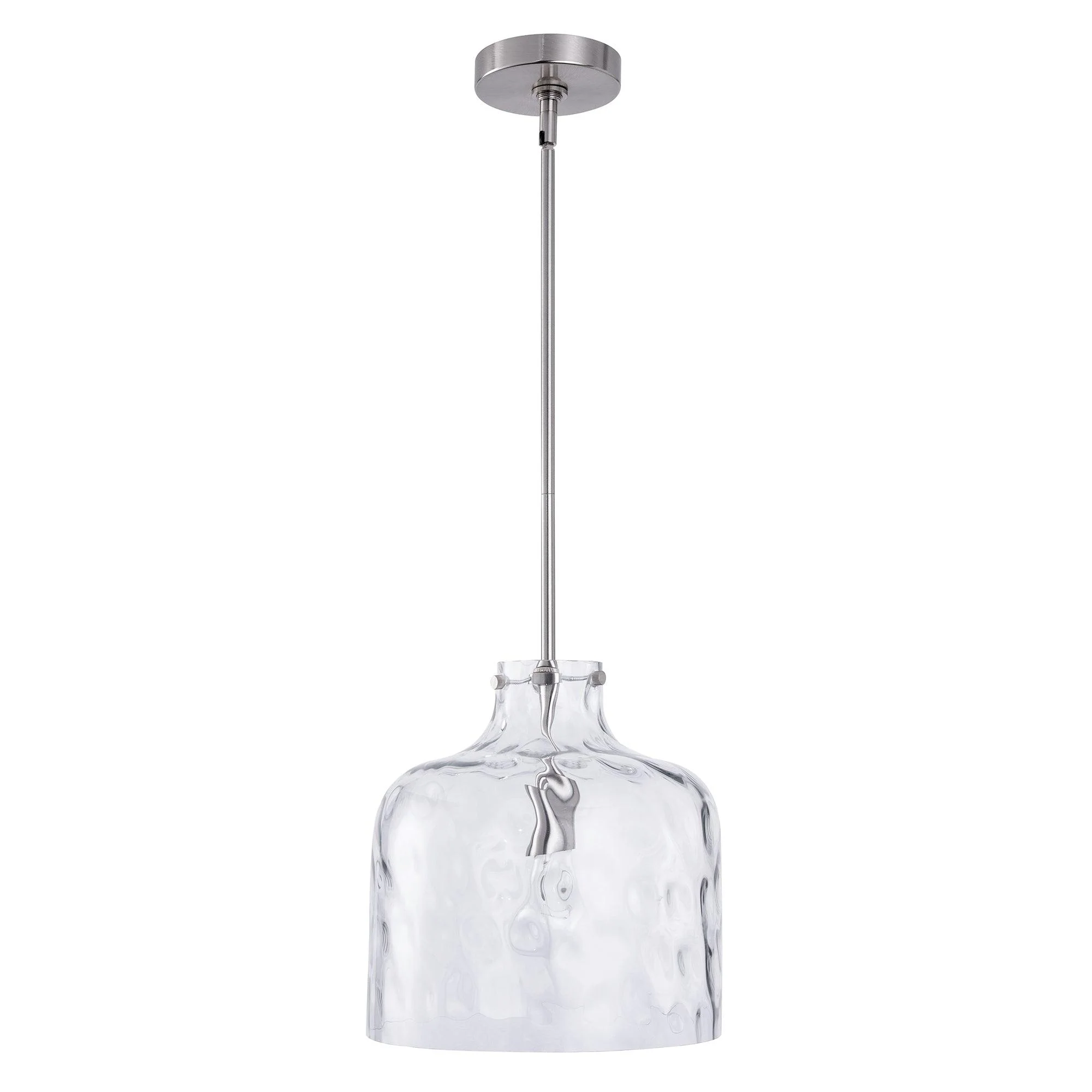 Parrot Uncle Kara Farmhouse 1-Light Textured Glass Nickel Island Pendant Light