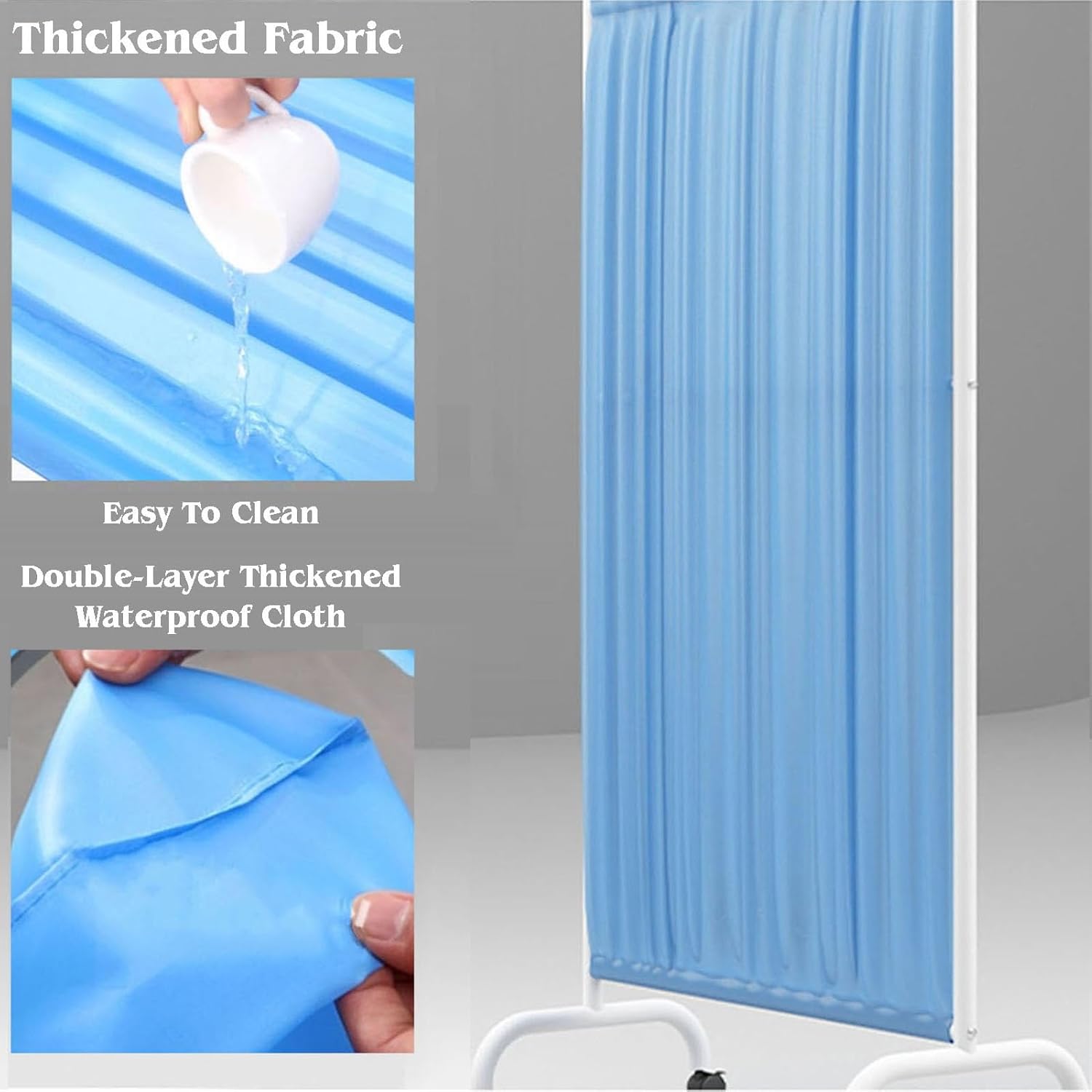 6ft High 6/4 Panel Foldable Medical Privacy Screen, Portable Room Divider with Removable Nylon Silk Fabric - Ideal for Clinics, Offices, and Home Use