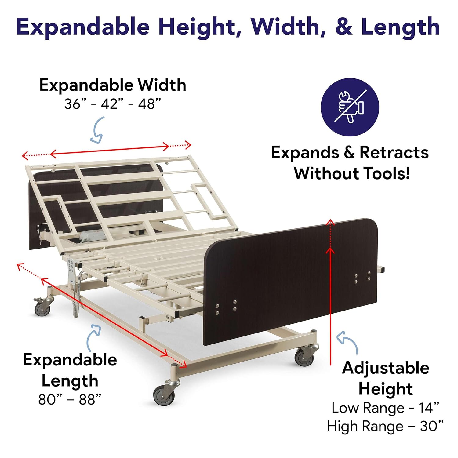 Ultra Wide Adjustable Hospital Bed with 48