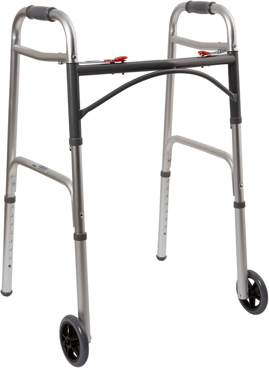 McKesson Folding Walkers with Wheels, Aluminum, 32 in to 39 in, 350 lbs Weight Capacity, 4 Count