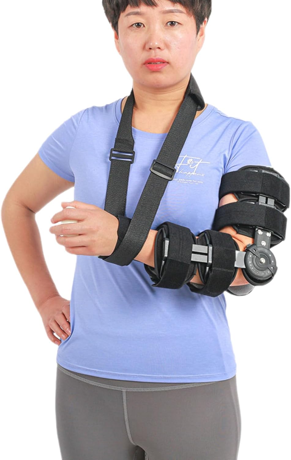 SFKLYU Hinged Elbow Brace Adjustable Telescoping Post Op Arm Splint with Sling Stabilizer for Post Elbow Brace Stabilizer Splint Recovery Support,Left