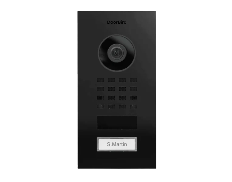 DoorBird D1101V Flush-Mount IP Video Intercom, 1 Call Button in Graphite Black
