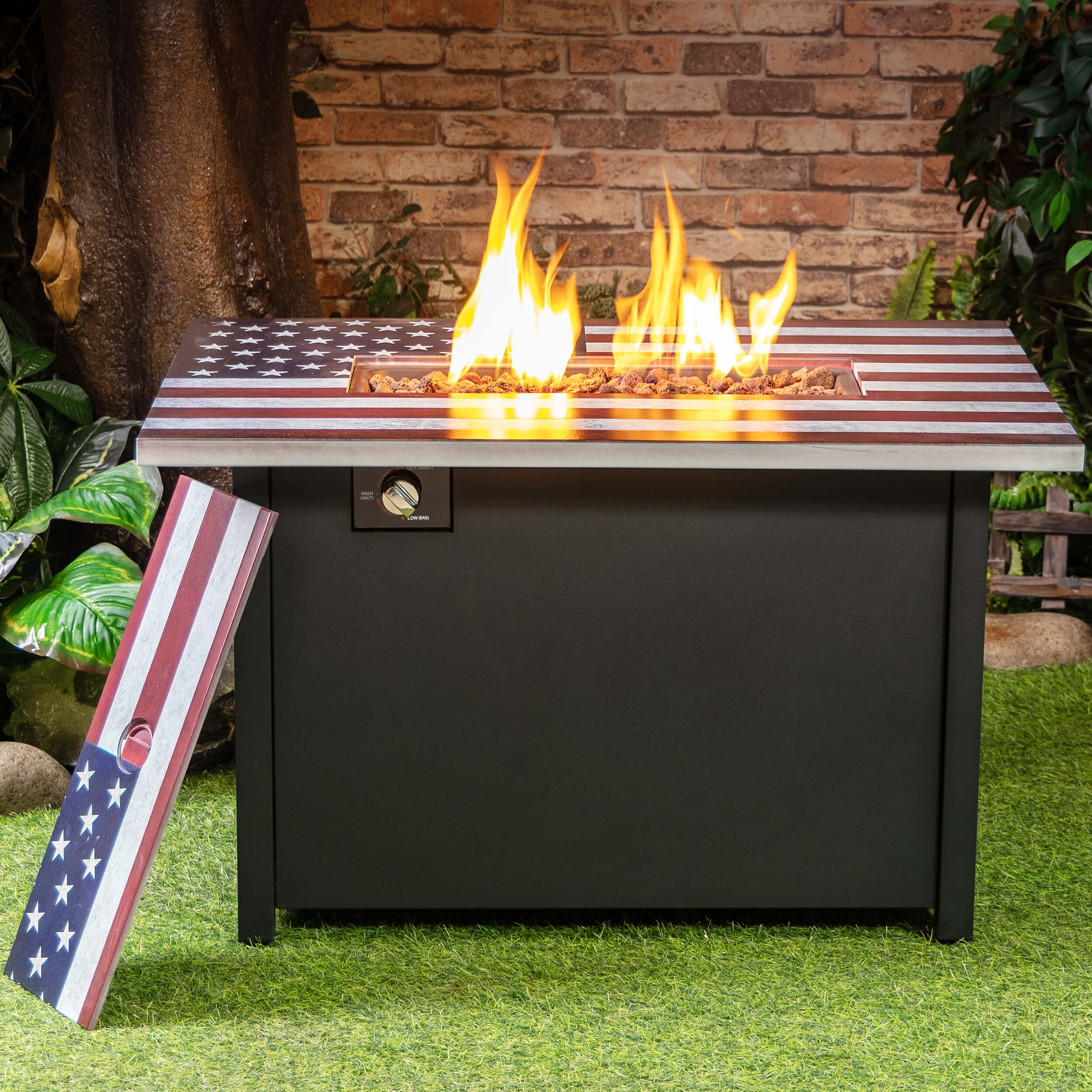 Deko Living 40-Inch Rectangular Outdoor Commemorative 50,000 BTU Propane Firetable (COB10008)