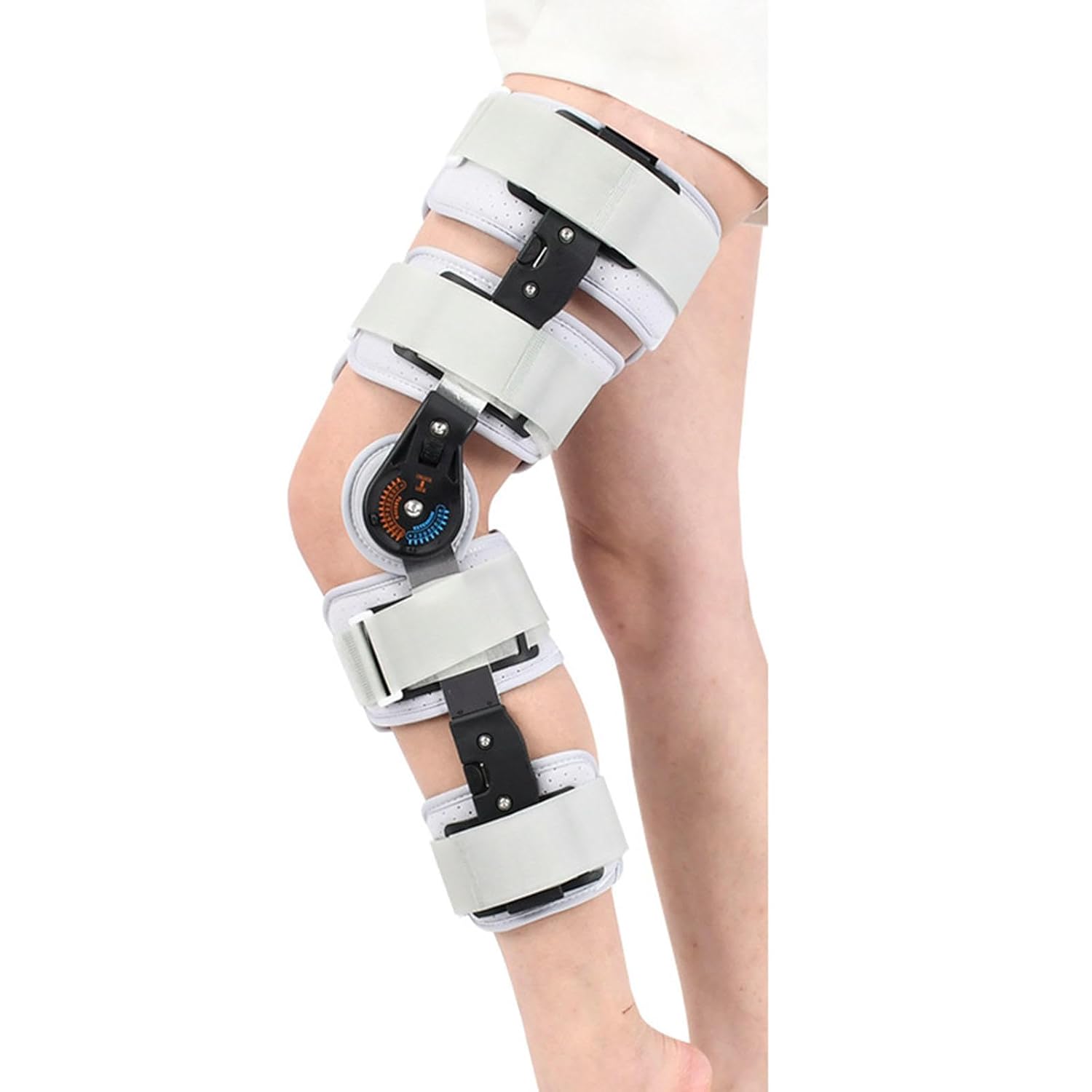 Adjustable Knee Support Brace for Men Women, Hinged Rom Knee Brace Joint Stabilizer, Knee Immobilizer Brace for Acl, Mcl and Pcl Injury, For Left and Right Leg, One Size