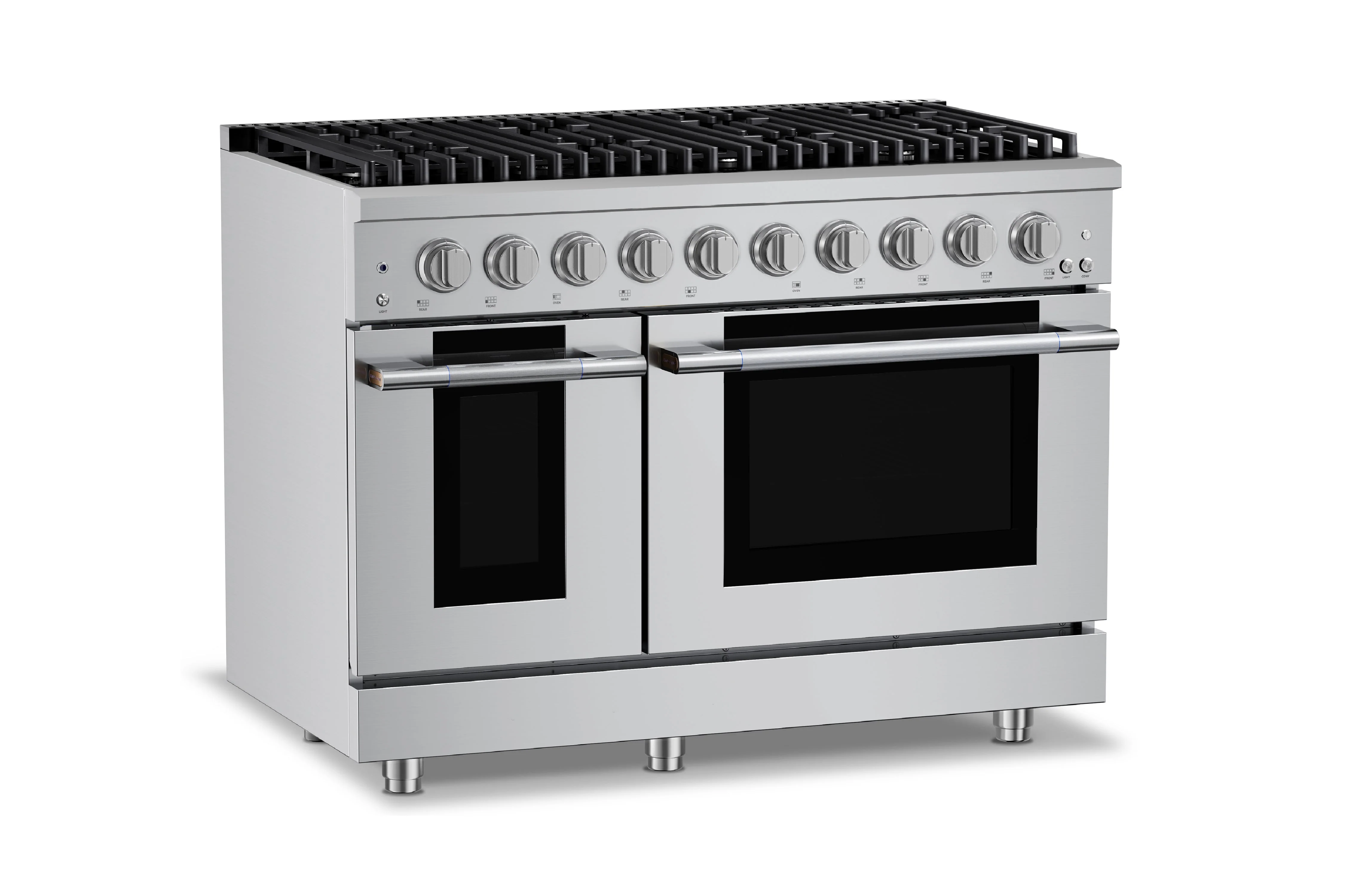 Hauslane HausPro Series 48-Inch Gas or Dual Fuel Range with 8 Burners and Convection Oven in Stainless Steel