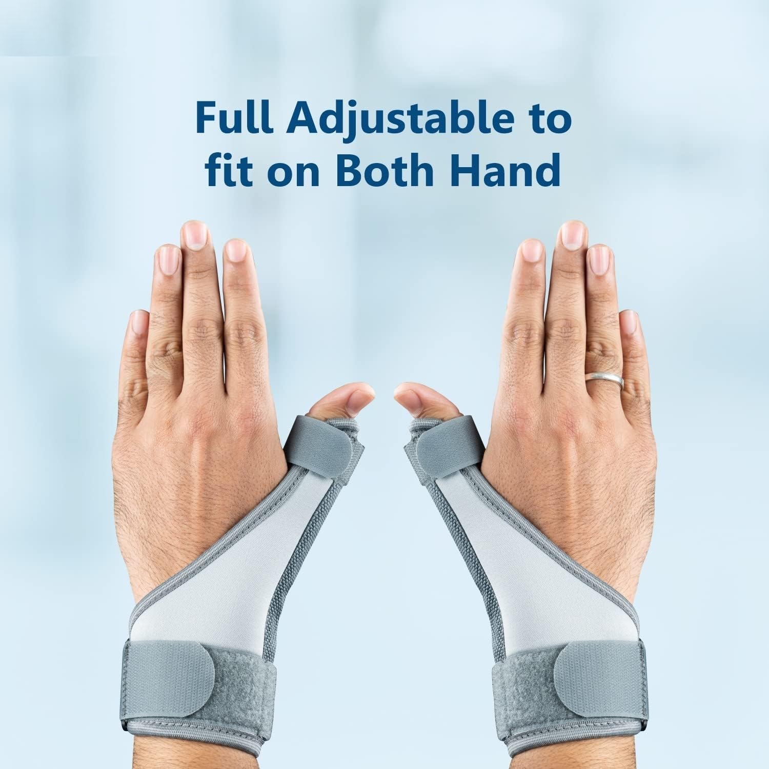 Adjustable Thumb Splint Support Brace, Grey, Left and Right Hand Compatible, Carpal Tunnel Wrist Wrap for Pain Relief