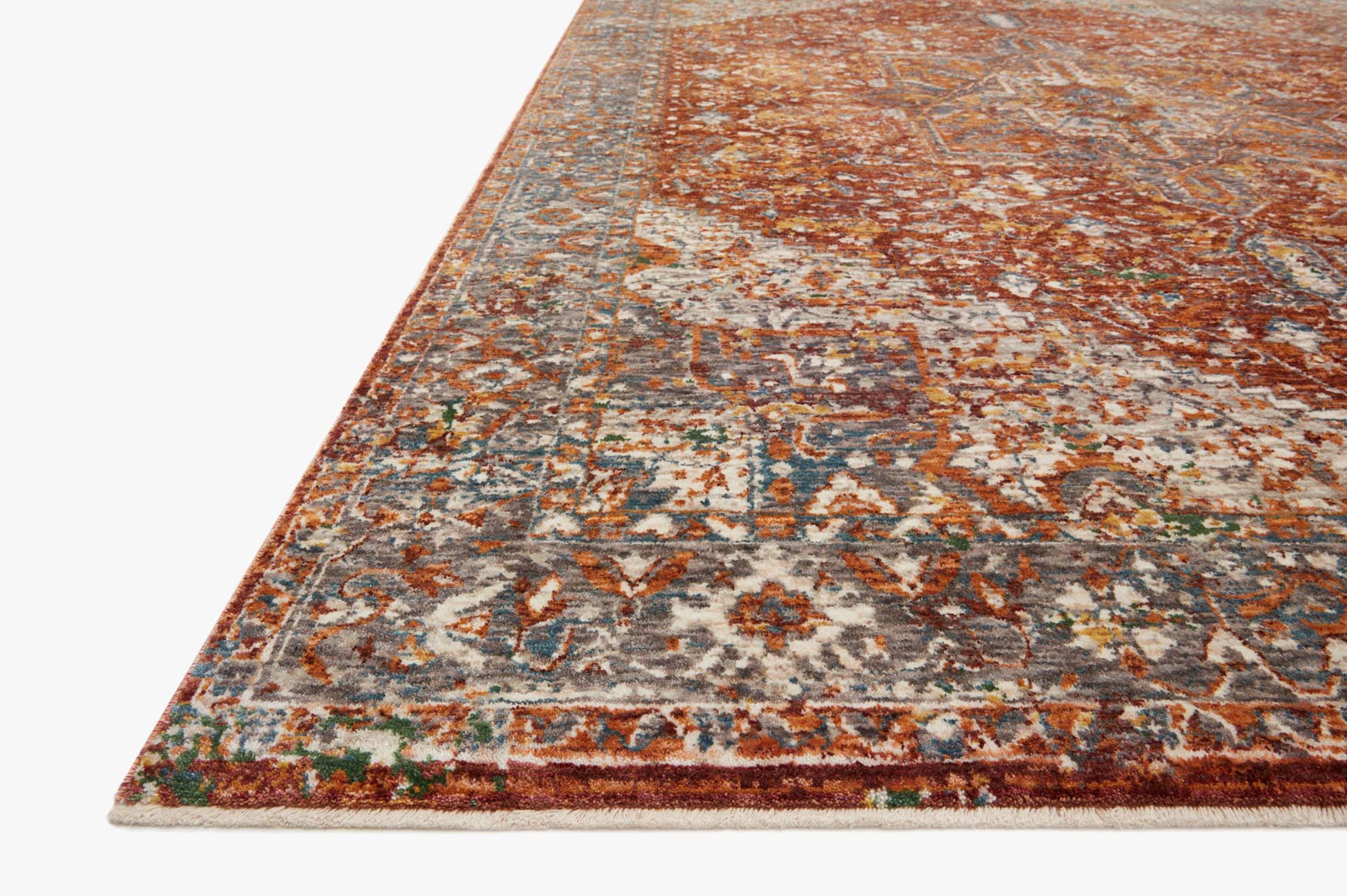 Loloi Lourdes Collection - Traditional Power Loomed Rug in Rust (LOU-02)