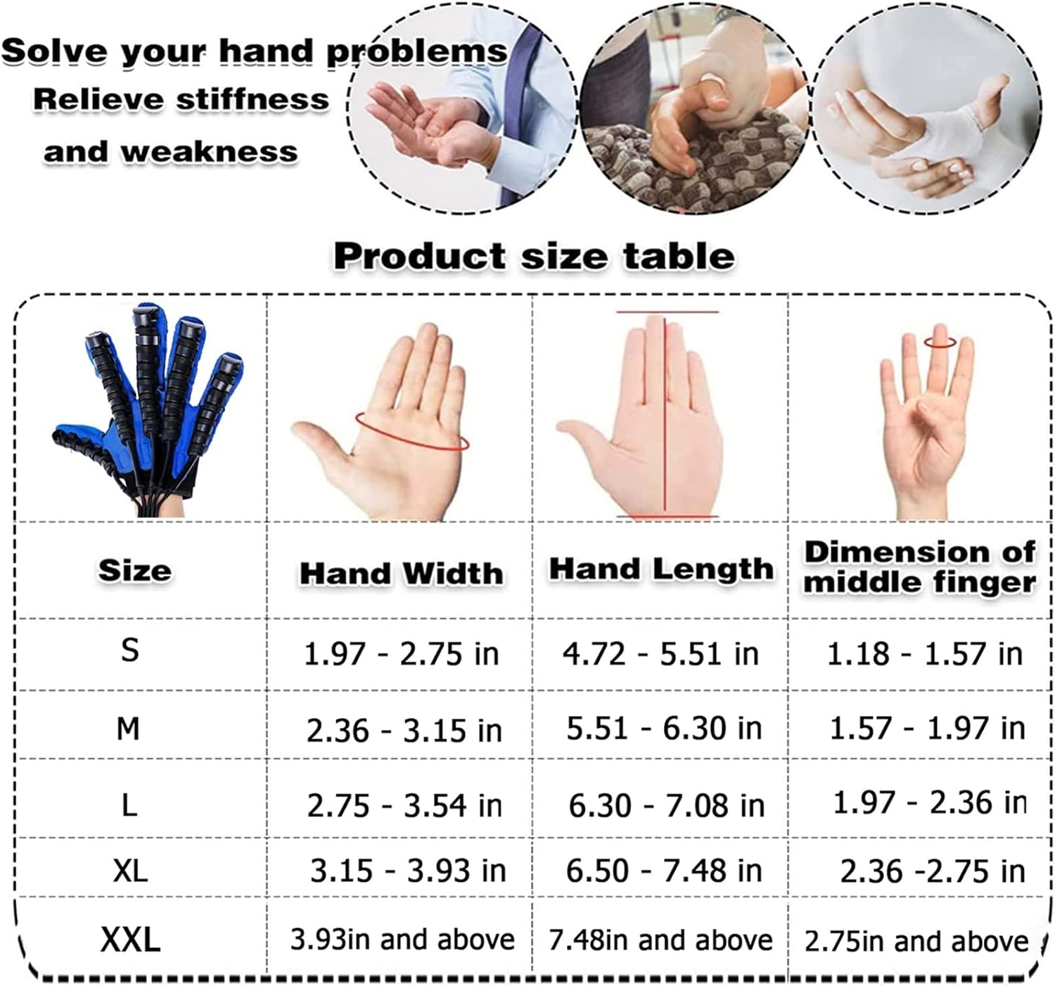 Rehabilitation Robot Gloves, Hand Rehabilitation Device, Both Hands Finger Stroke Training, for Stroke Hemiplegia Patient Hand Function Recovery(Size:XL Code,Color:Right Hand)