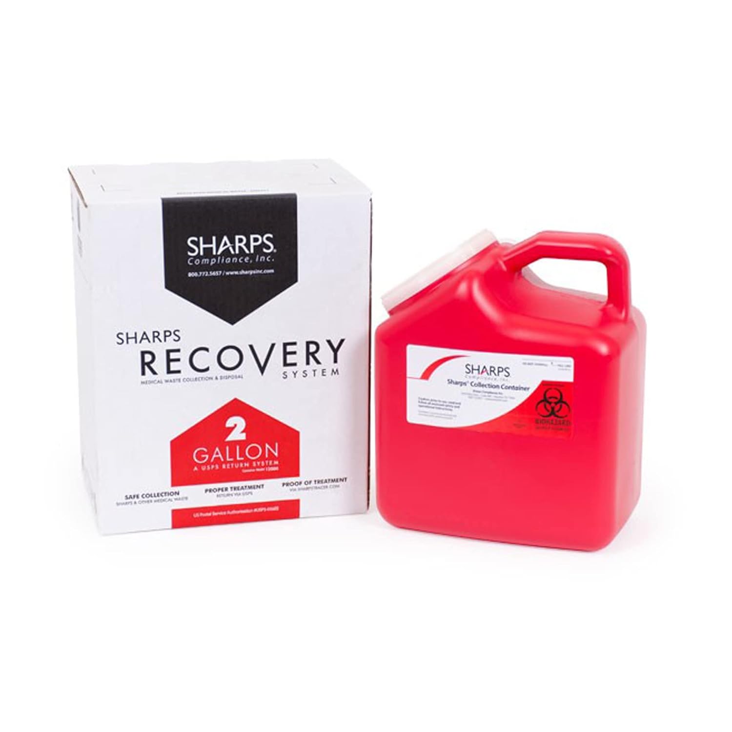 Mailback Sharps Container, 1-Piece 2 Gallon Red Snap On Lid, 12000-012 - Each
