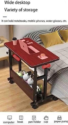 Overbed Table with Wheels, Adjustable Bedside Movable Table, Multifunctional Computer Desk for Hospital and Home Use(80 * 40cm)