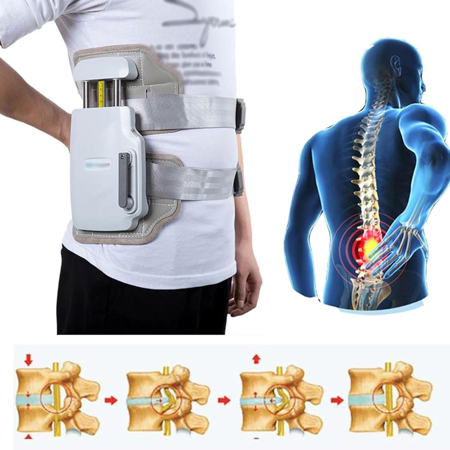 Lumbar Traction Decompression Back Belt,Spinal Lumbar Disc Traction Tractor Back Brace,Professional Lumbar Traction Device,for Back Spinal Pain Relief