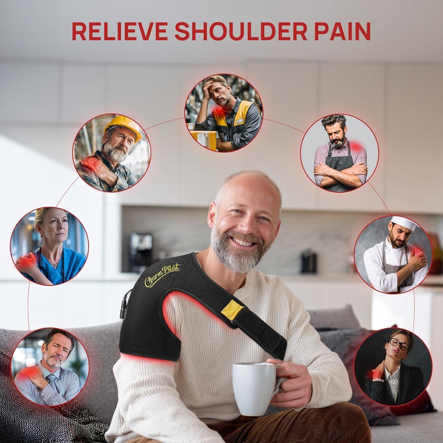 Red Light Therapy for Shoulder, Near-Infrared Light Therapy Pad, 660nm and 850nm Shoulder Therapy Strap (86LEDs), Red Light Therapy Shoulders Pads, Pain Relief