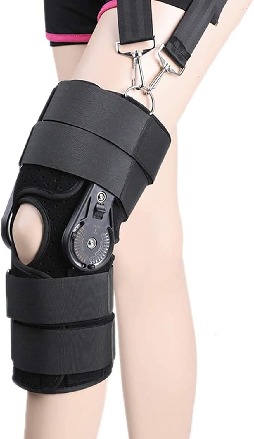 Adjustable Knee Fixation Brace Breathable Knee Orthosis Hinged Knee Support Brace Ligament Meniscus Fracture Knee Rehabilitation Knee Pads (Large