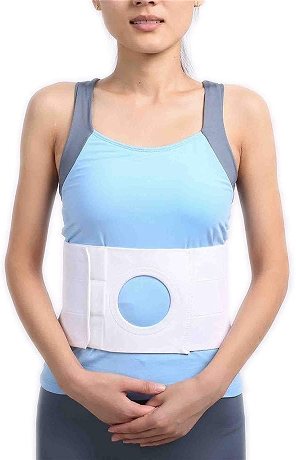 Ostomy Belt Abdominal Binder Brace Waist Support Wear On The To Fix Bag Hernia belt, About 105 115cm, White