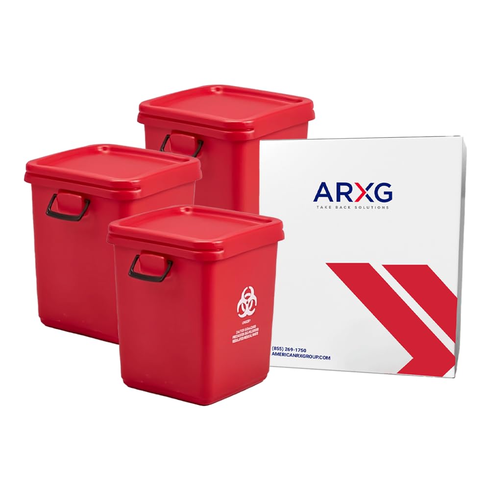 28gal (3PK) Mail-in Take Back Sharps Containers with Destruction Services for Safe & Environmentally-Responsible Needle Disposal | Home, Personal, Travel, and Professional Use
