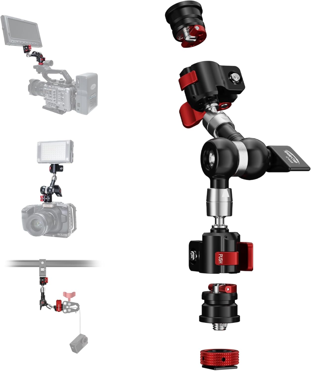 IFOOTAGE Magic Arm Spider Crab MA3-4,Camera Arm with 1/4''&3/8''Screw,7inch Articulating Arm for Video Monitor,Flash Light,Microphone,LED,Monitor,Payload 13.23lbs/6kg