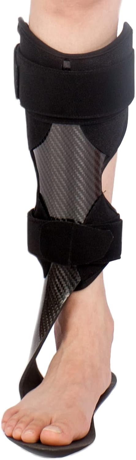 GHORTHOUD Carbon Fiber AFO Brace Lightweight Ankle Foot Orthosis AFO Rehabilitator Foot Drop Brace for Drop Foot, Ankle Instability or Limb Spasticity (Medium-Left)