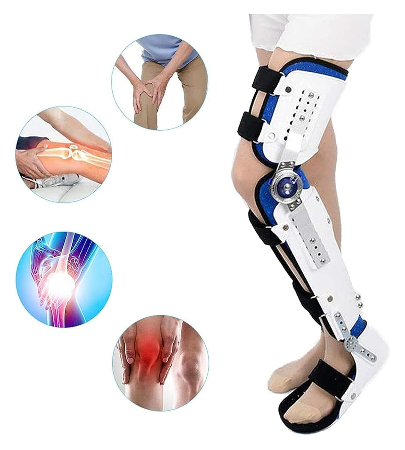 Adjustable Hip Joint Fixation Bracket, Reusable Thigh Knee Ankle Foot Supports Brace Leg Orthosis Splint Portable Abduction Hinge Foot Orthotics Suitable For Stable Fractures(Right)
