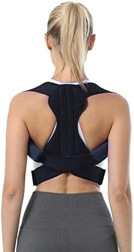 Posture Corrector Men Women Upper Back Brace Clavicle Support Adjustable Back Straightener Pain Relief from Neck Back Shoulder Back Posture (Color : Black, Size : Large) (Black Medium)