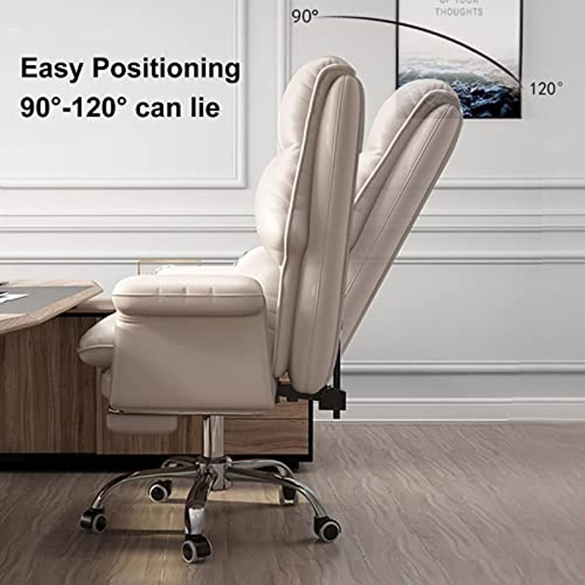 Managerial Chairs, Computer Chair with Wheels and Ar?ms, Home Reclining Office Chair, with Back Support Comfortable Boss Chairs, Gaming Seat Sedentary Sofa Chair, Swivel Ba,Pink-One Side